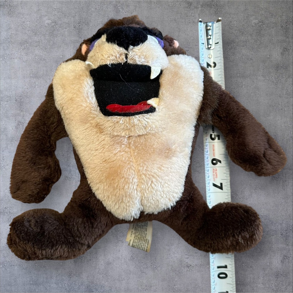 LOONEY TUNES Tasmanian Devil Plush Taz 4K Company Mighty Star 1991 Korea 10 in - Picture 3 of 7